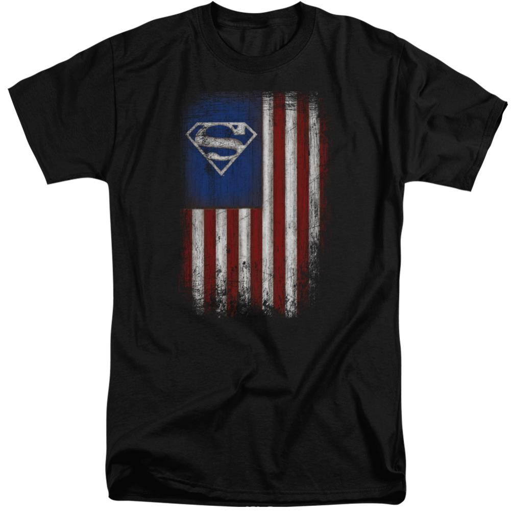 Superman Old Glory Shield Men's 18/1 Tall Cotton SS T