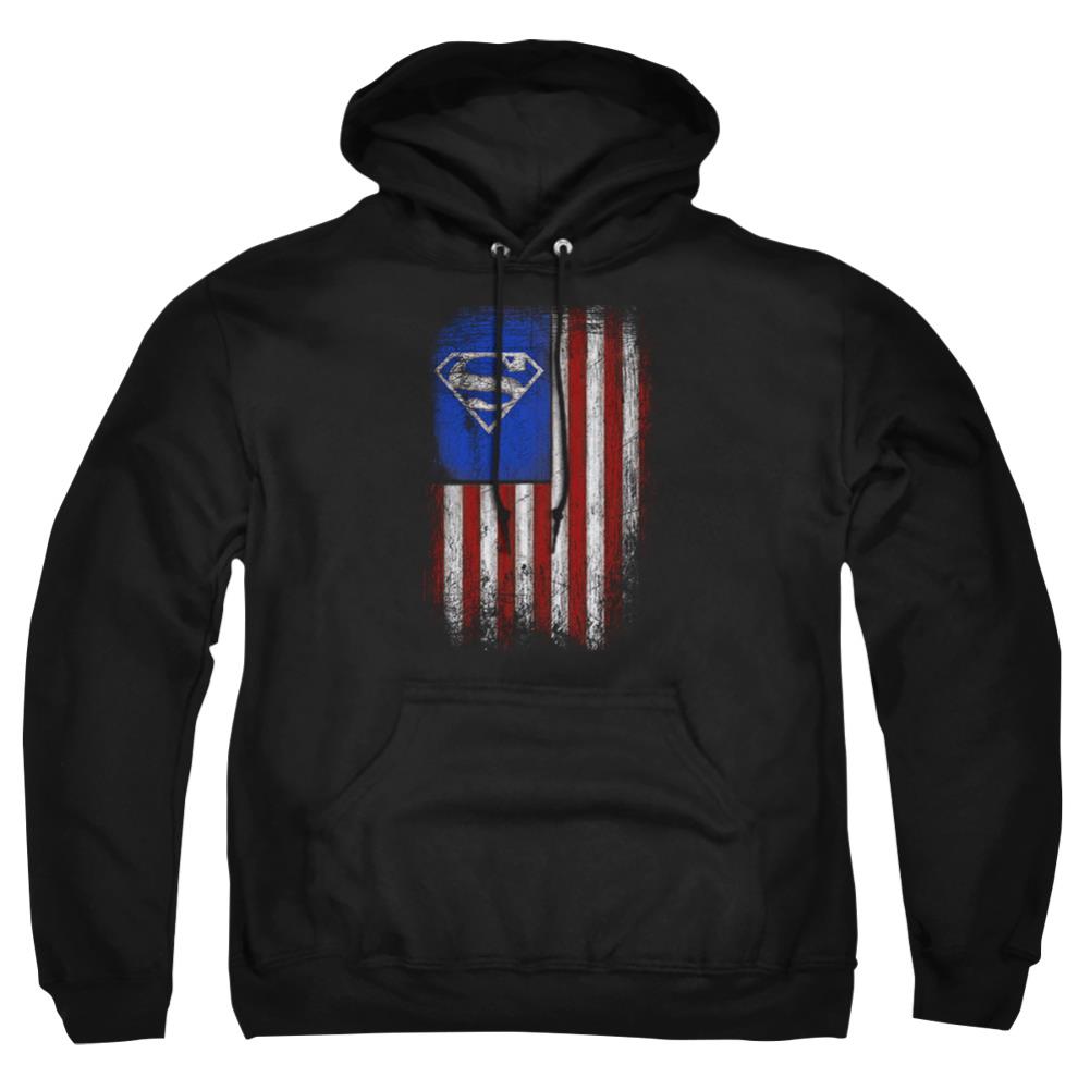 Superman Old Glory Shield Men's Pull-Over 75 25 Poly Hoodie