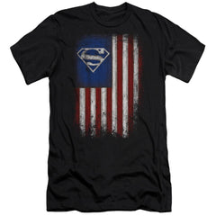 Superman Old Glory Shield Men's Ultra-Soft 30/1 Cotton Slim SS T