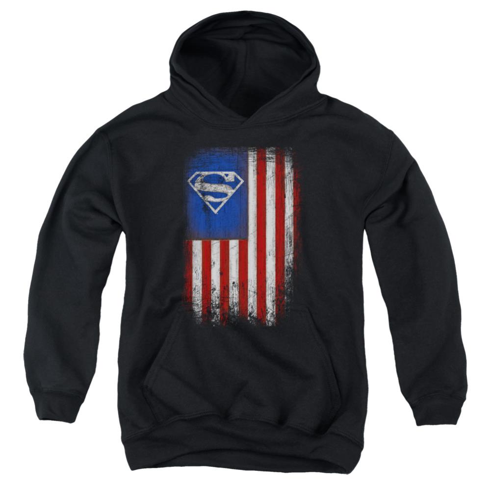 Superman Old Glory Shield Youth Cotton Poly Pull-Over Hoodie