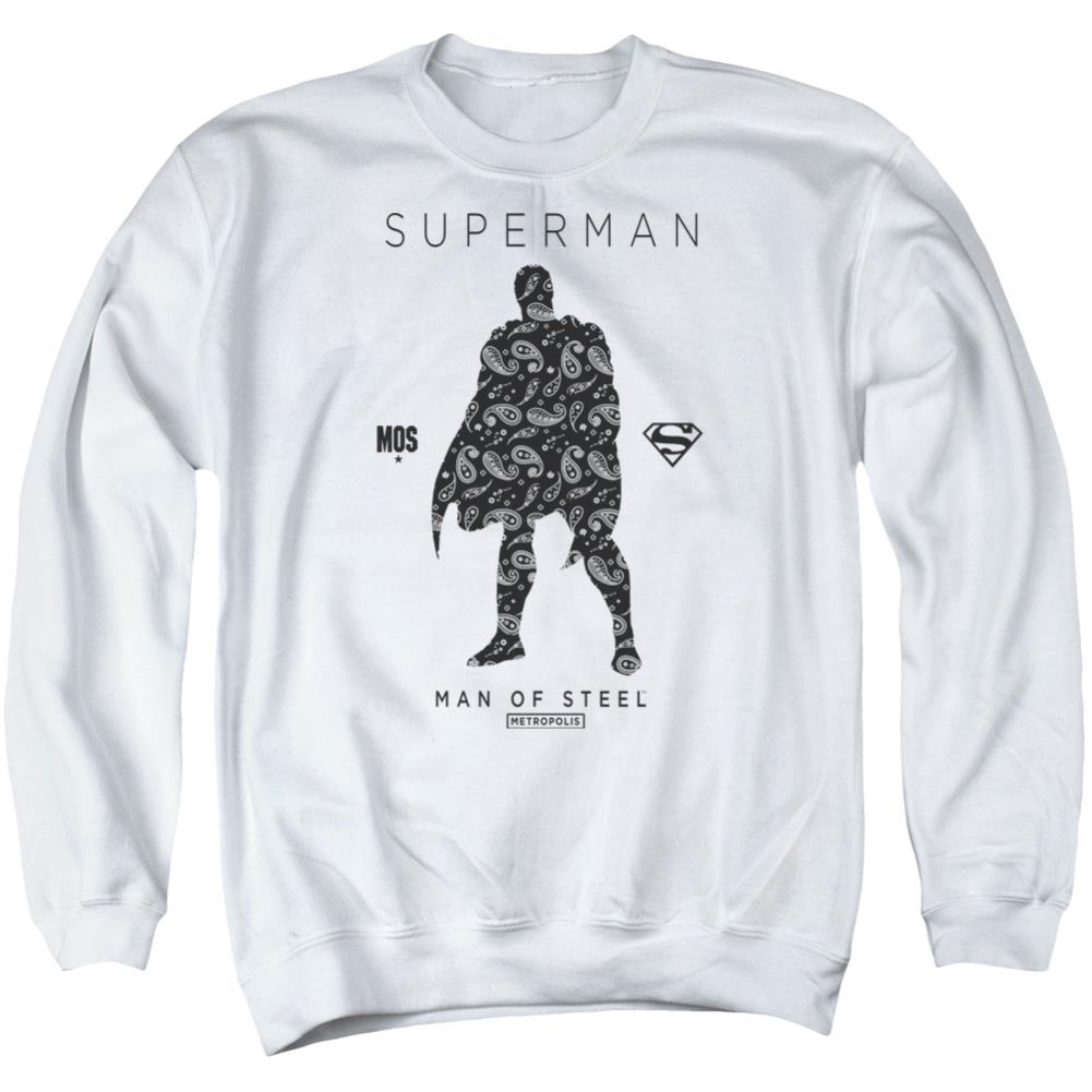 Superman Paisley Sihouette Men's Crewneck 50 50 Poly LS T