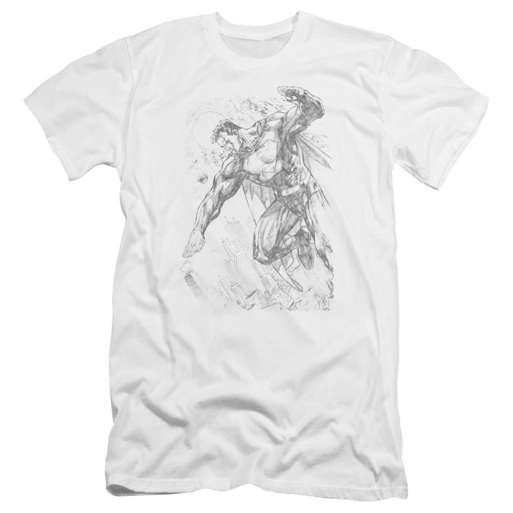 Superman Pencil City To Space Men's Ultra-Soft 30/1 Cotton Slim SS T