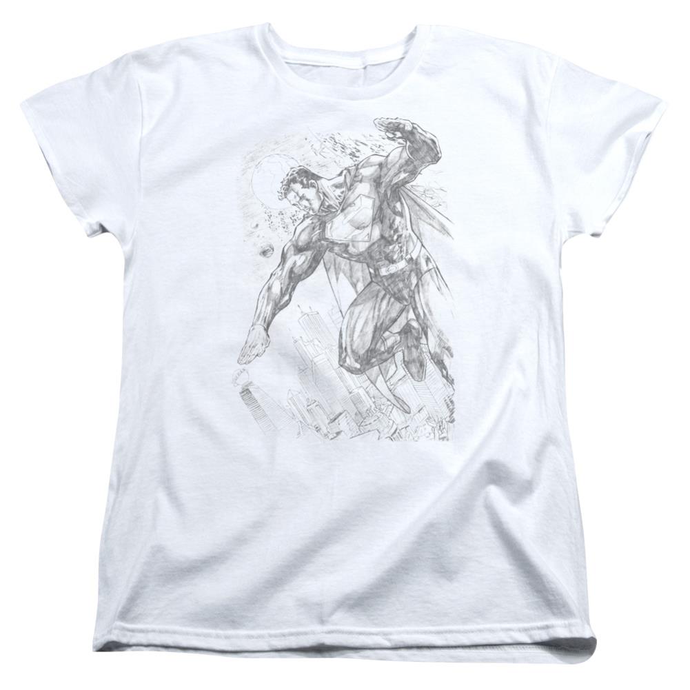 Superman Pencil City To Space Women's 18/1 Cotton SS T