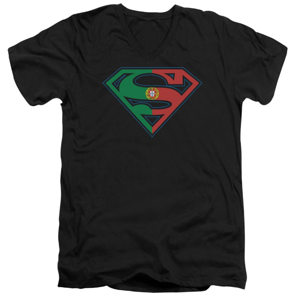 Superman Portugal Shield Men's 30/1 Cotton Slim V-Neck T