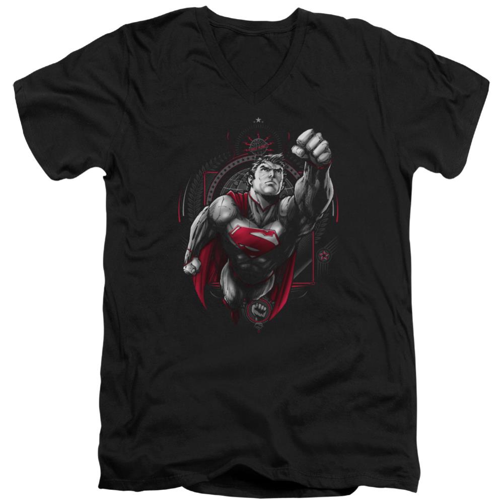 Superman Propaganda Superman Men's 30/1 Cotton Slim V-Neck T