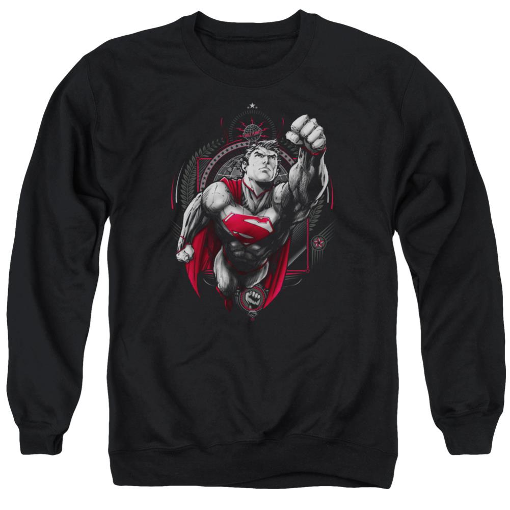 Superman Propaganda Superman Men's Crewneck 50 50 Poly LS T
