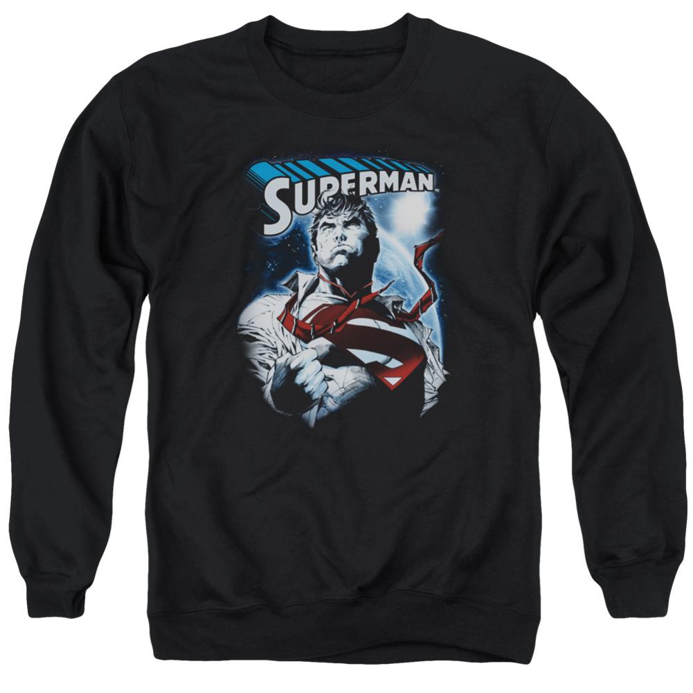 Superman Protect Earth Men's Crewneck 50 50 Poly LS T
