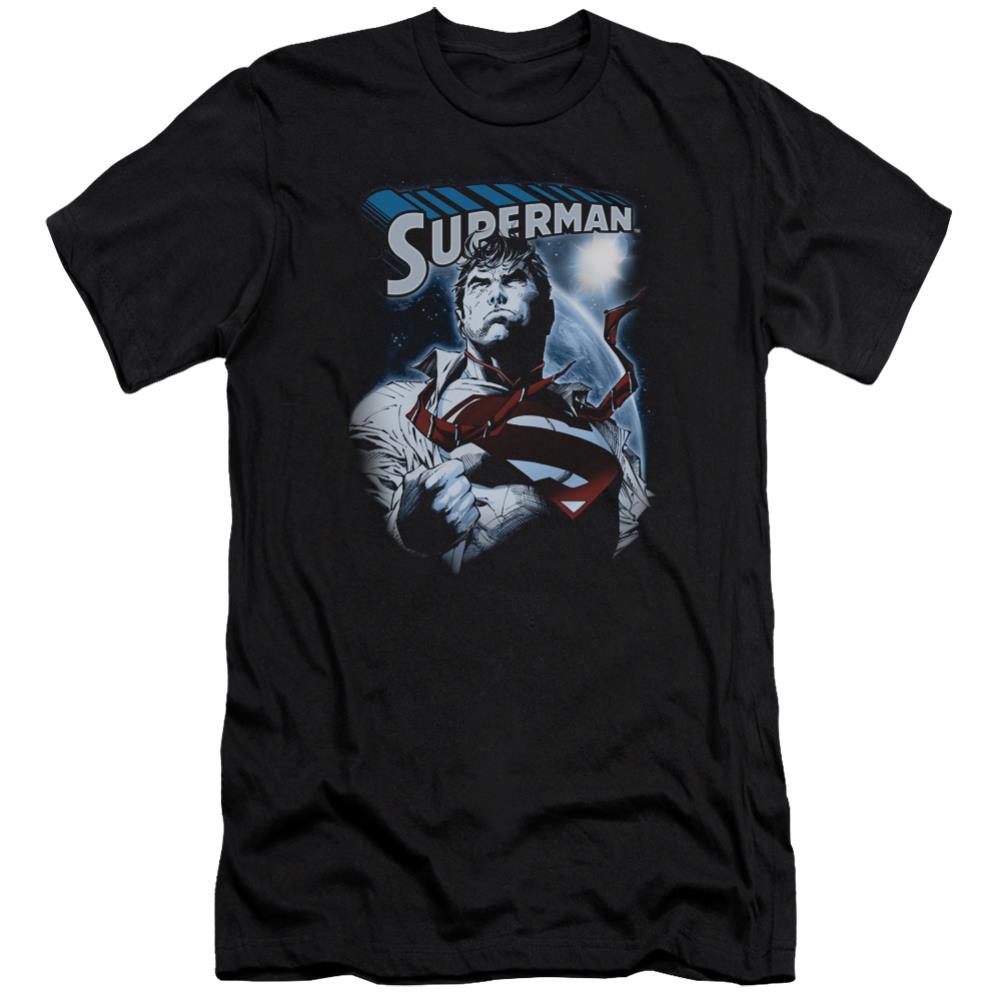 Superman Protect Earth Men's Ultra-Soft 30/1 Cotton Slim SS T