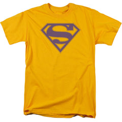 Superman Purple & Gold Shield Men's 18/1 Cotton SS T