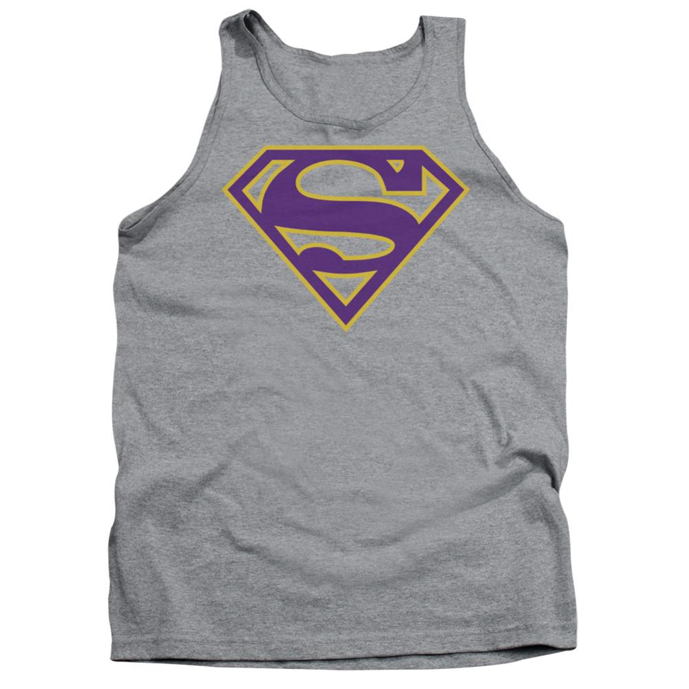 Superman Purple & Gold Shield Men's 18/1 Cotton Tank Top