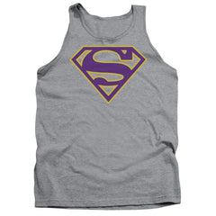 Superman Purple & Gold Shield Men's 18/1 Cotton Tank Top