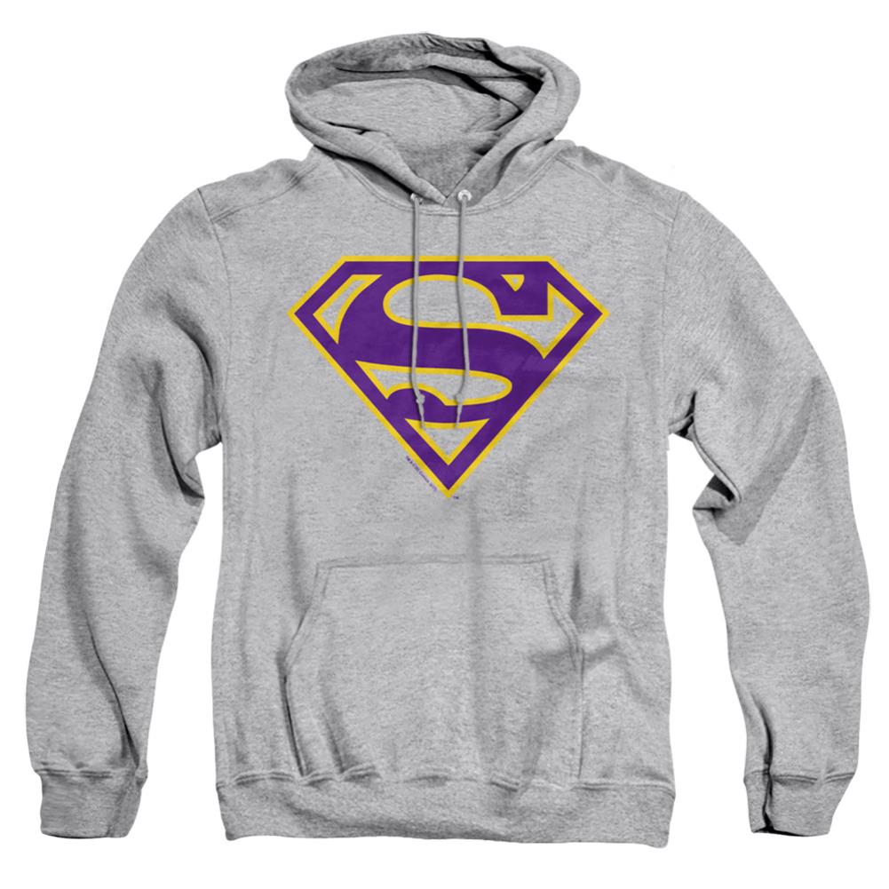 Superman Purple & Gold Shield Men's Pull-Over 75 25 Poly Hoodie