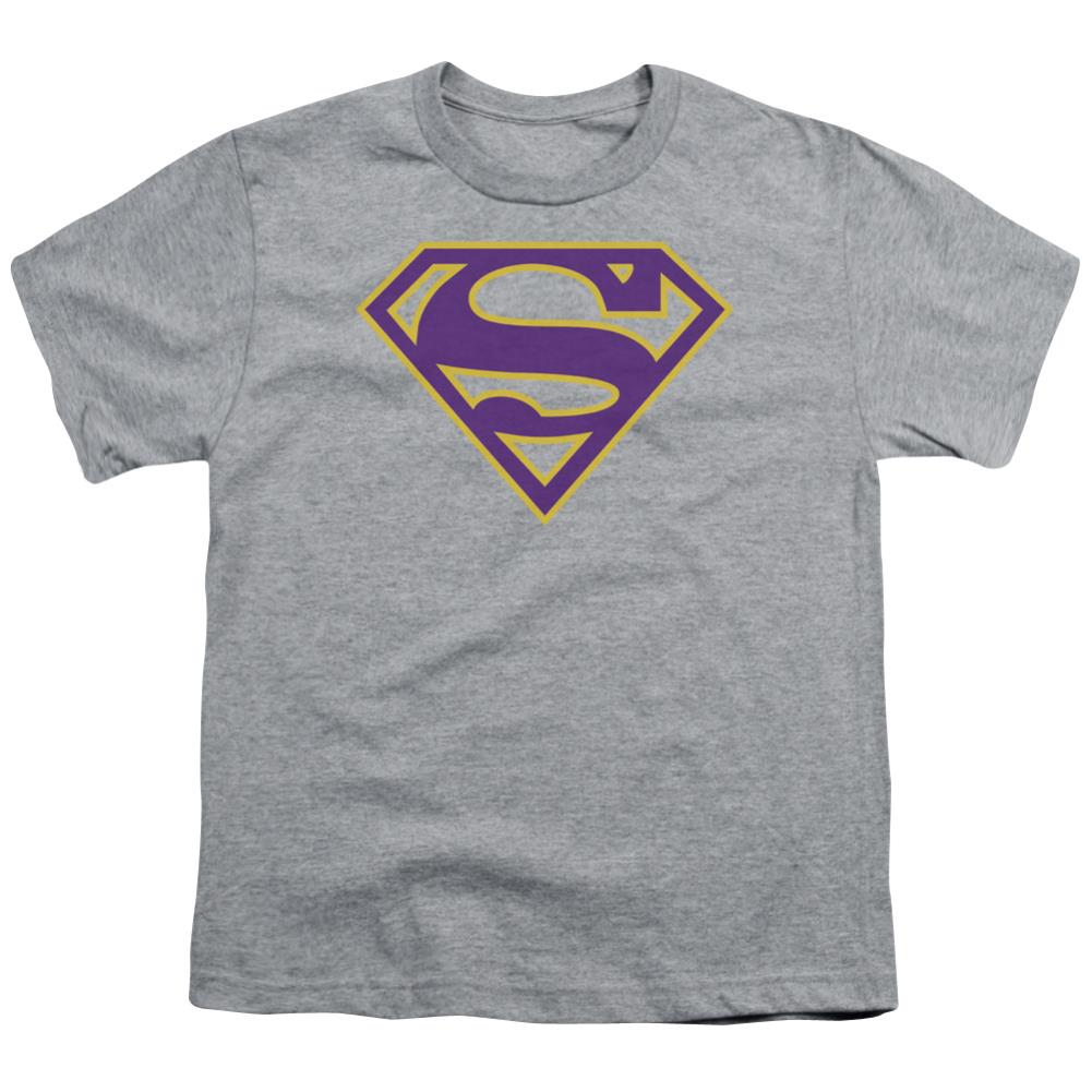 Superman Purple & Gold Shield Youth 18/1 100% Cotton SS T