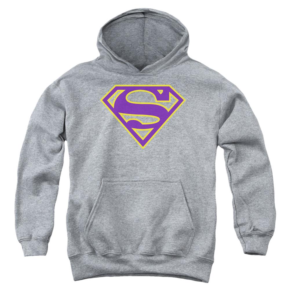 Superman Purple & Gold Shield Youth Cotton Poly Pull-Over Hoodie