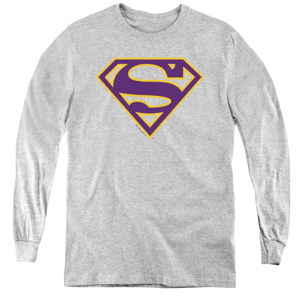Superman Purple & Gold Shield Youth LS T