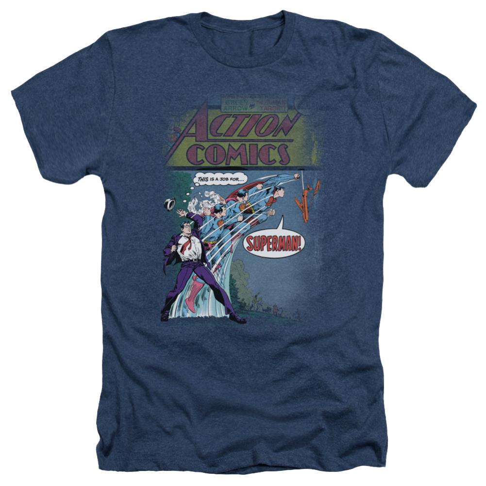 Superman Quick Change Men's 30/1 Heather 60 40 Poly SS T