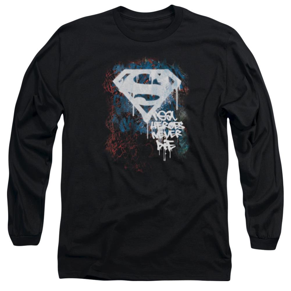 Superman Real Heroes Never Die Men's 18/1 Cotton LS T