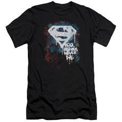 Superman Real Heroes Never Die Men's Ultra-Soft 30/1 Cotton Slim SS T
