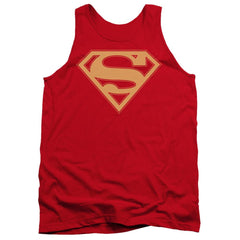 Superman Red & Gold Shield Men's 18/1 Cotton Tank Top