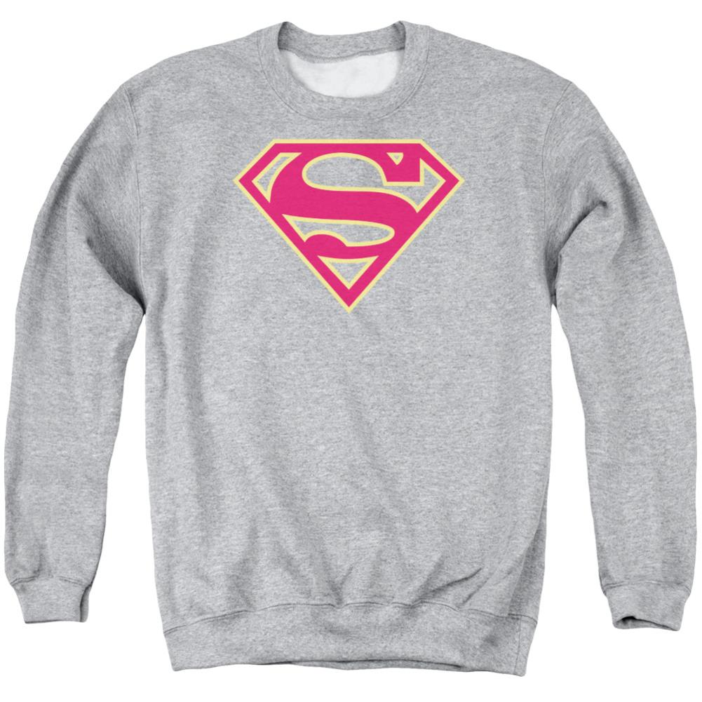 Superman Red & Gold Shield Men's Crewneck 50 50 Poly LS T