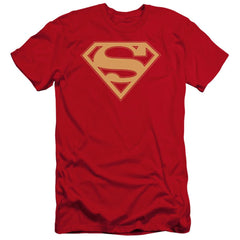Superman Red & Gold Shield Men's Ultra-Soft 30/1 Cotton Slim SS T