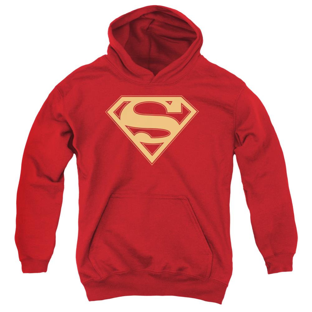 Superman Red & Gold Shield Youth Cotton Poly Pull-Over Hoodie