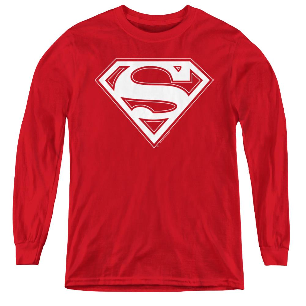 Superman Red & Gold Shield Youth LS T