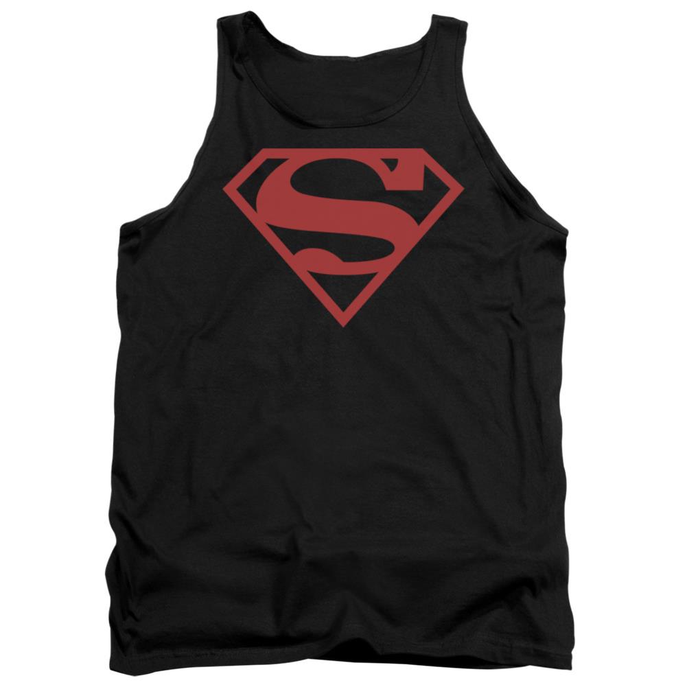 Superman Red On Black Shield Men's 18/1 Cotton Tank Top