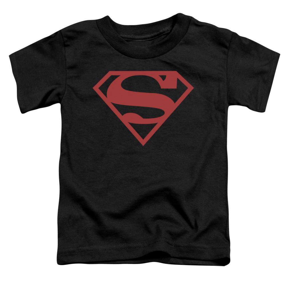 Superman Red On Black Shield Toddler 18/1 Cotton SS T