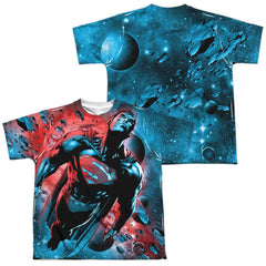 Superman Red Sun (Front/Back Print) Youth Regular Fit Poly SS T