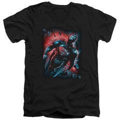 Superman Red Sun Men's 30/1 Cotton Slim V-Neck T