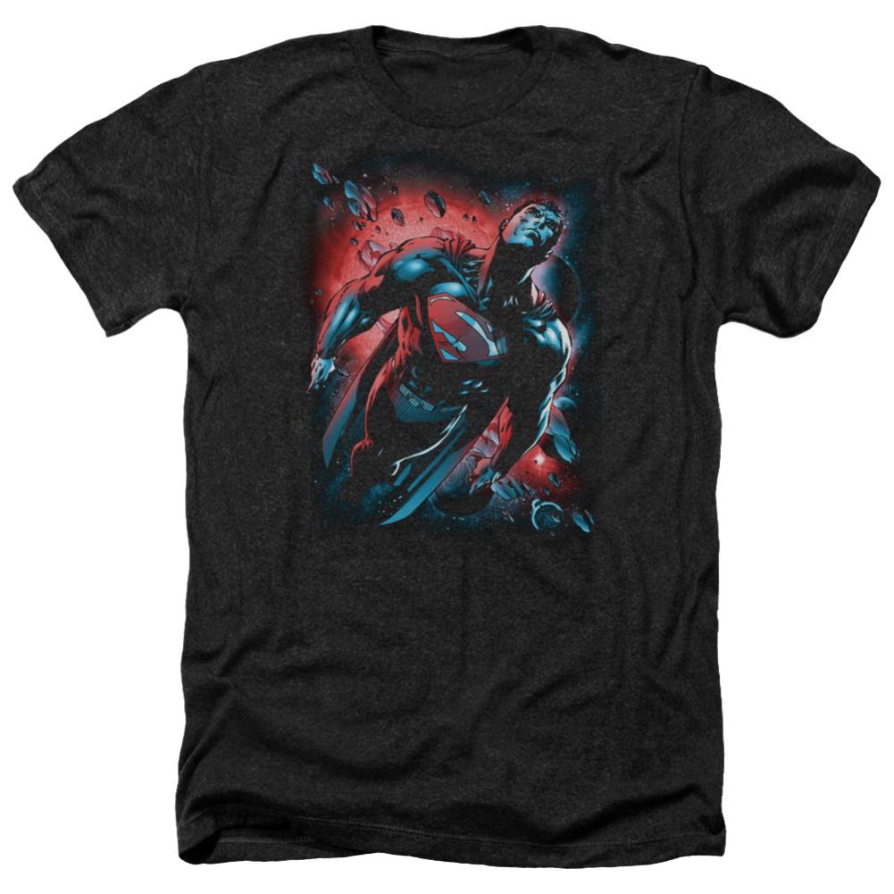 Superman Red Sun Men's 30/1 Heather 60 40 Poly SS T