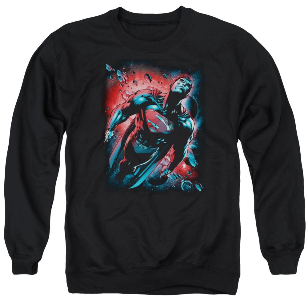 Superman Red Sun Men's Crewneck 50 50 Poly LS T