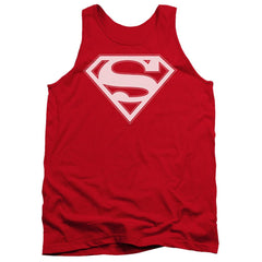 Superman Red & White Shield Men's 18/1 Cotton Tank Top