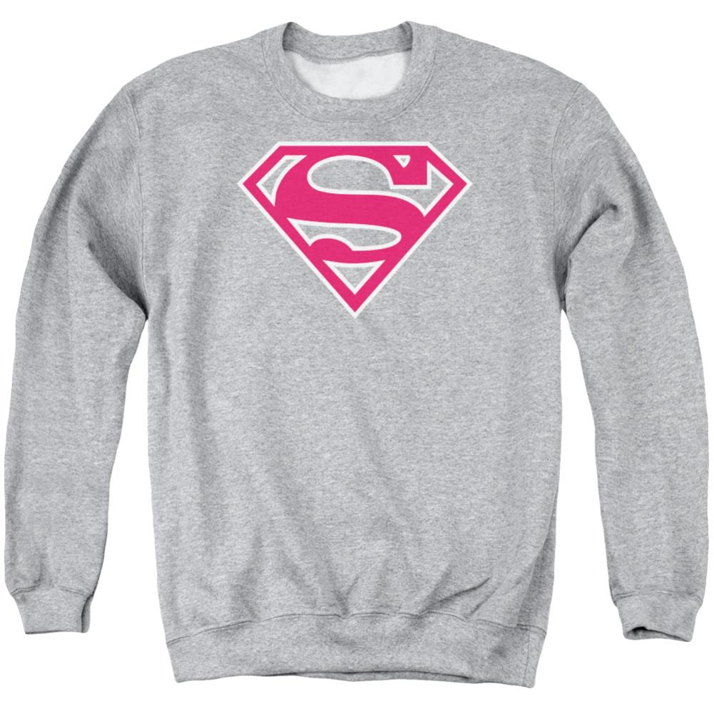 Superman Red & White Shield Men's Crewneck 50 50 Poly LS T