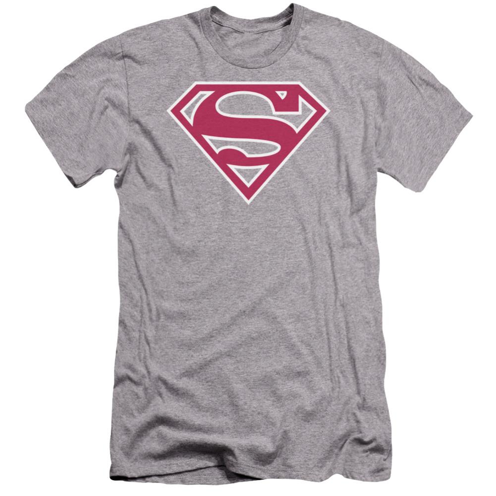 Superman Red & White Shield Men's Ultra-Soft 30/1 Cotton Slim SS T