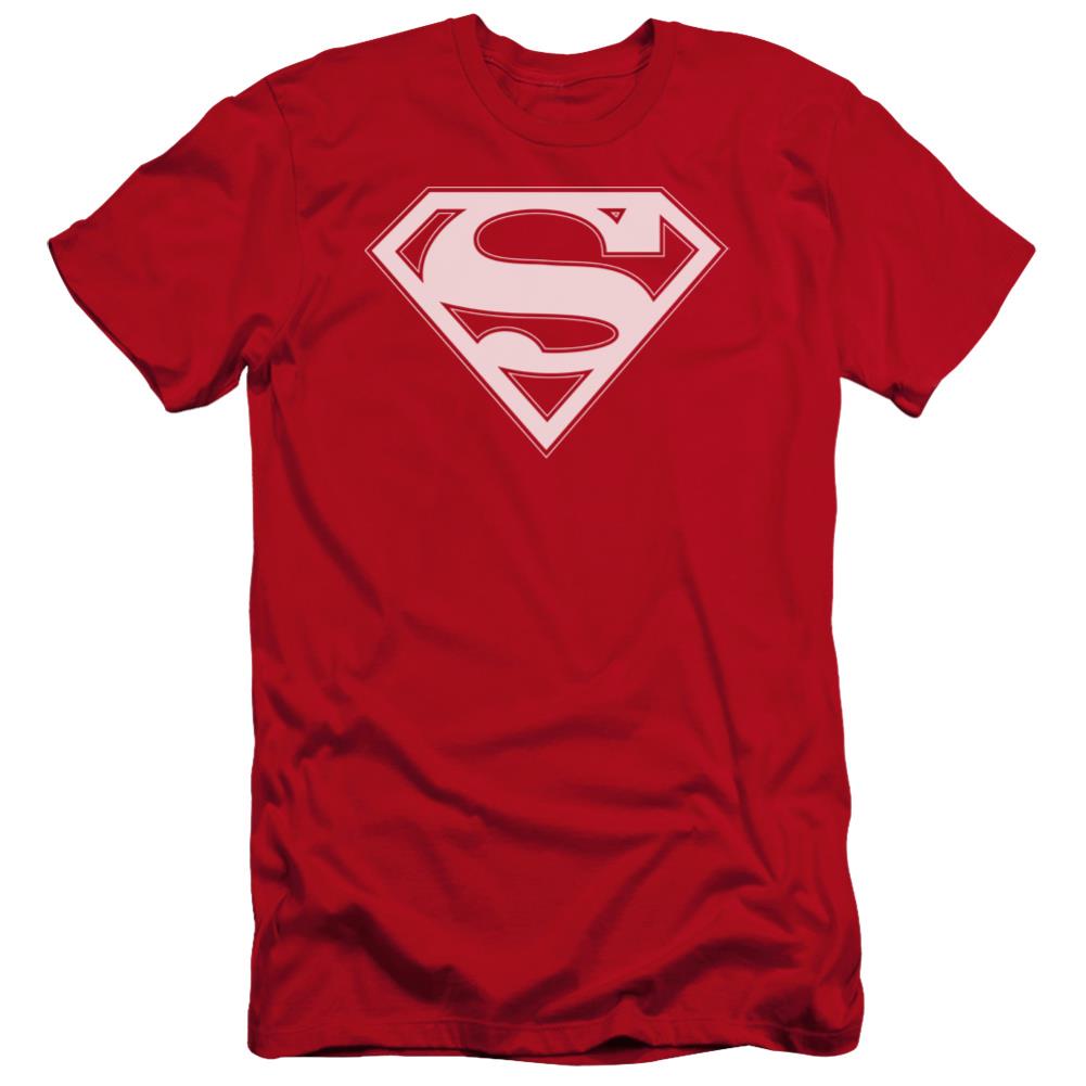 Superman Red & White Shield Men's Ultra-Soft 30/1 Cotton Slim SS T