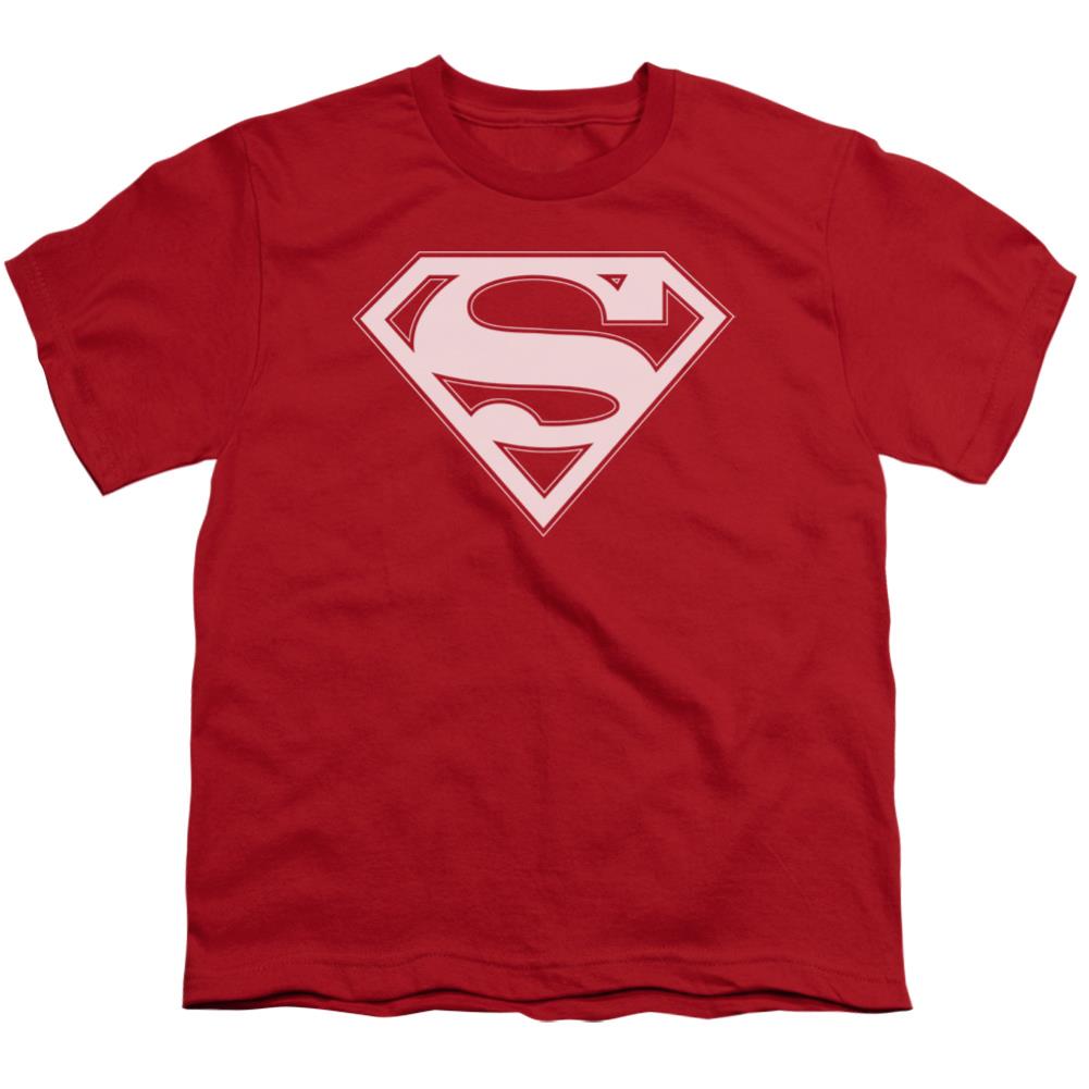 Superman Red & White Shield Youth 18/1 100% Cotton SS T