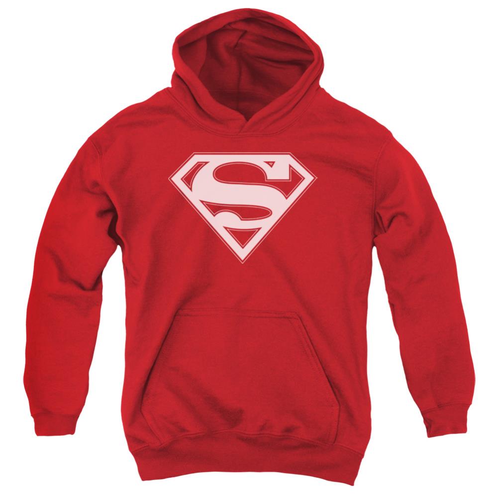 Superman Red & White Shield Youth Cotton Poly Pull-Over Hoodie