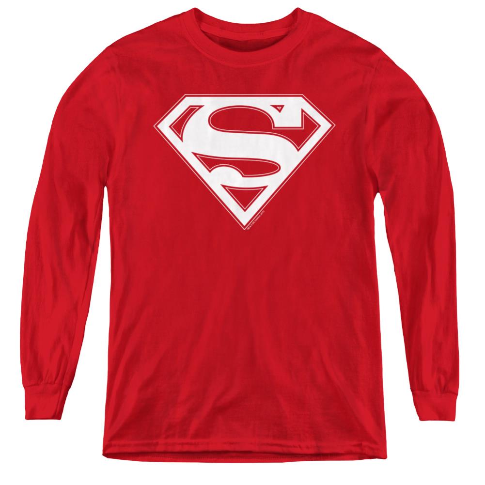 Superman Red & White Shield Youth LS T