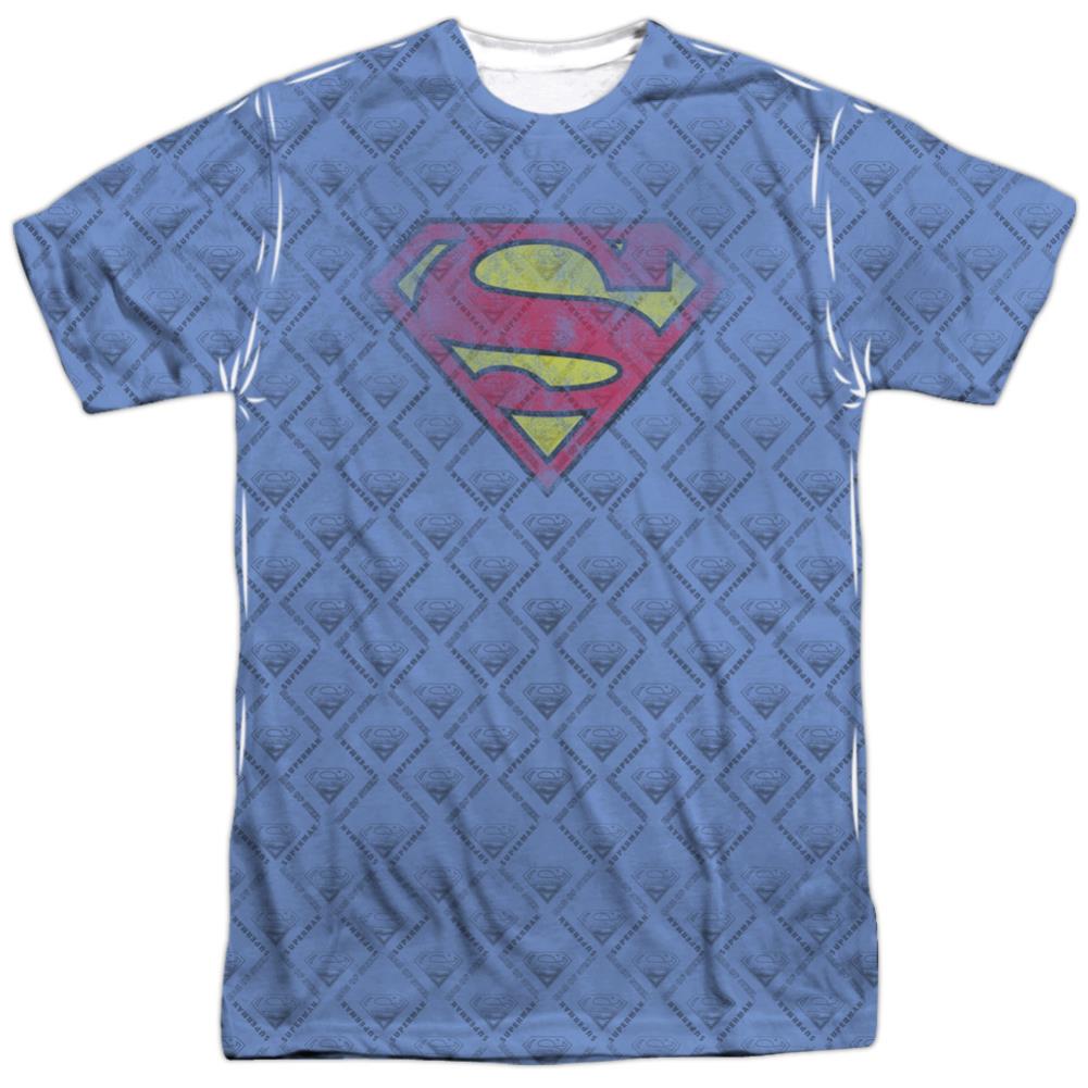 Superman Repeat Over Distressed Men's Regular Fit Polyester SS T