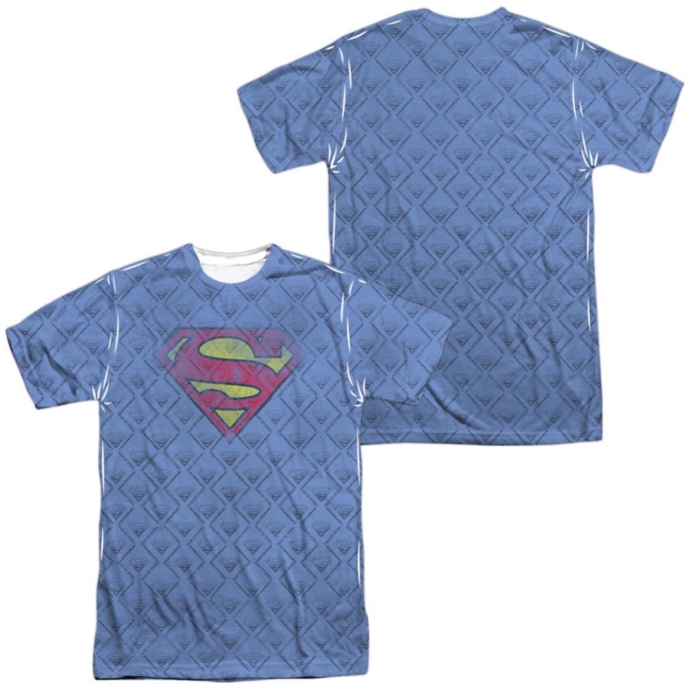 Superman Repeat Over Distressed Men's Regular Fit Polyester SS T