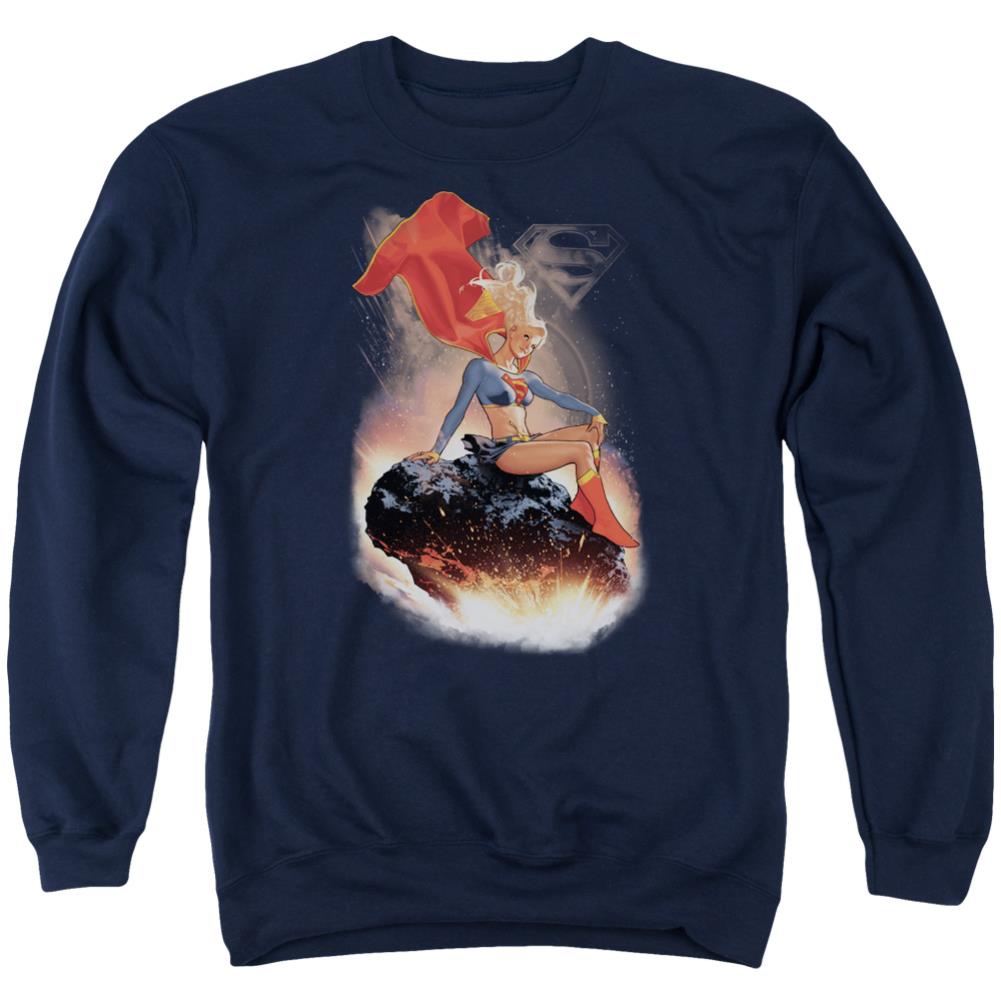 Superman Ride It Out Men's Crewneck 50 50 Poly LS T