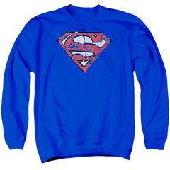 Superman Ripped And Shredded Men's Crewneck 50 50 Poly LS T