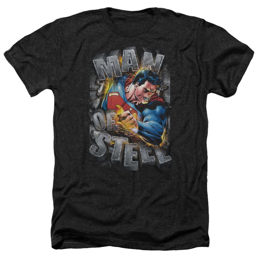 Superman Ripping Steel Men's 30/1 Heather 60 40 Poly SS T