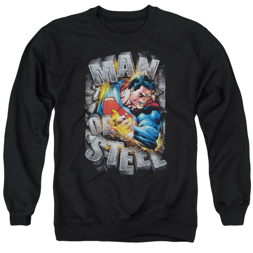 Superman Ripping Steel Men's Crewneck 50 50 Poly LS T