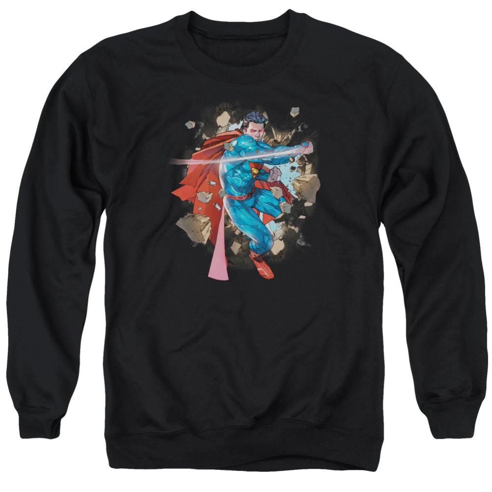 Superman Rock Breaker Men's Crewneck 50 50 Poly LS T