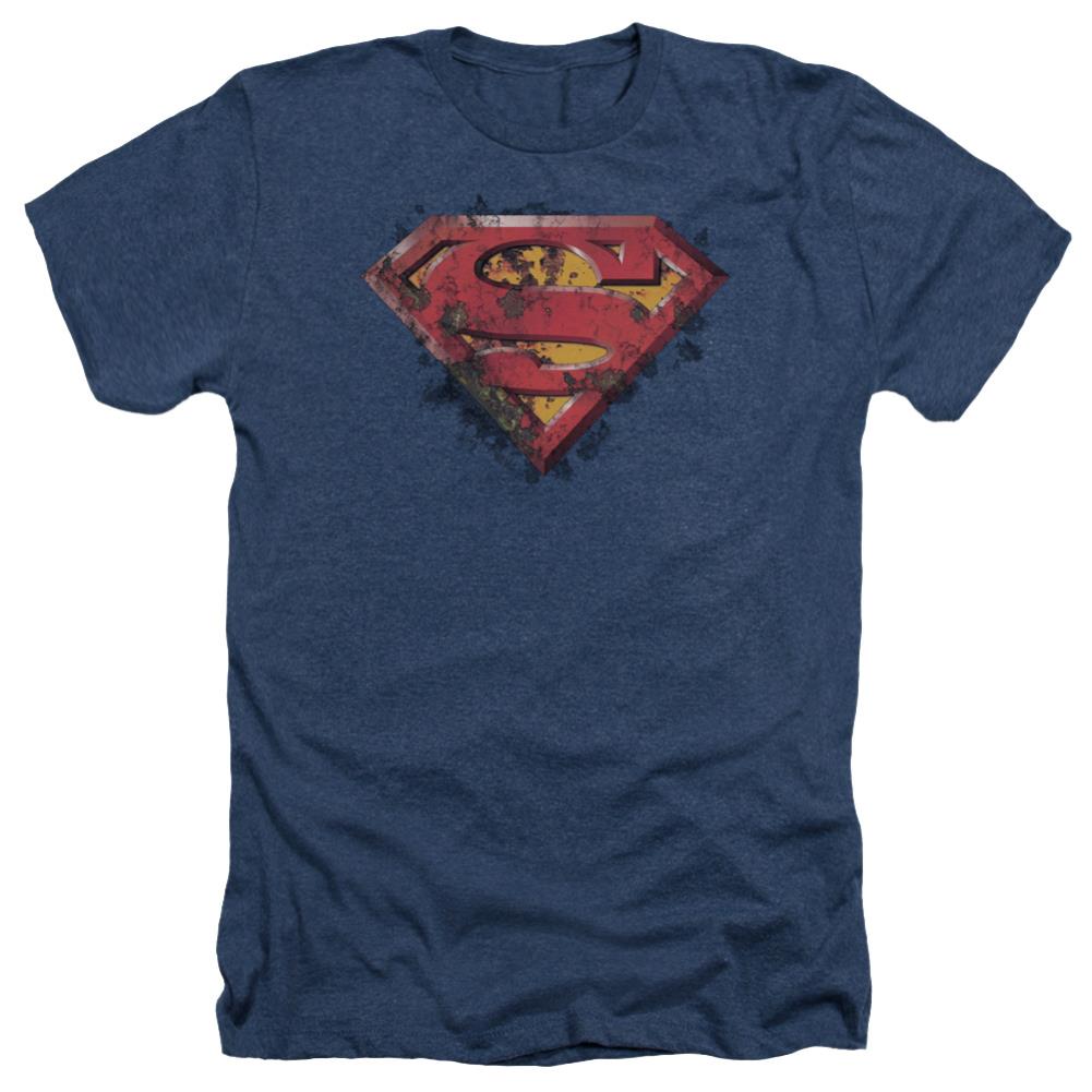 Superman Rusted Shield Men's 30/1 Heather 60 40 Poly SS T
