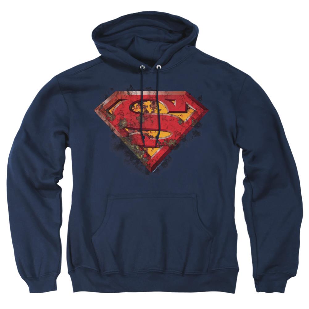 Superman Rusted Shield Men's Pull-Over 75 25 Poly Hoodie