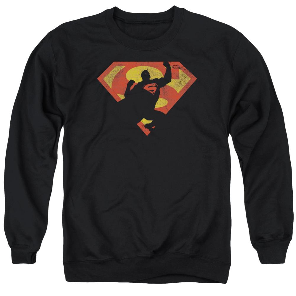 Superman S Shield Knockout Men's Crewneck 50 50 Poly LS T